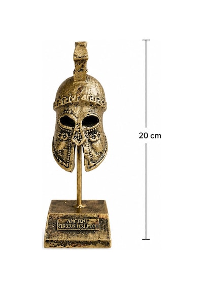 Antik Yunan Miğferi Dekoratif Biblo 20 Cm Bronz Görünümlü Masaüstü Süs