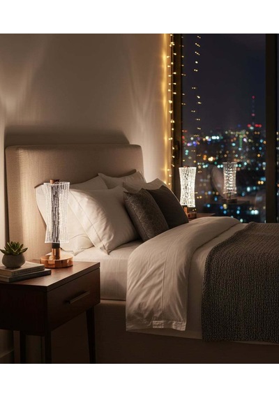 Dekoratif Infinity Wave Masa Lambası Yansımalı Silindir Led Altın