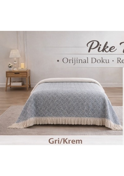 Amazon Ev Naturel Tek Kişilik Pike Takımı-gri Krem Mt109