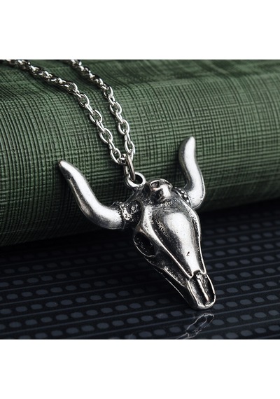 Bull Skull Erkek Kolye Boğa Kuru Kafatası Takı Aksesuar K24 T5