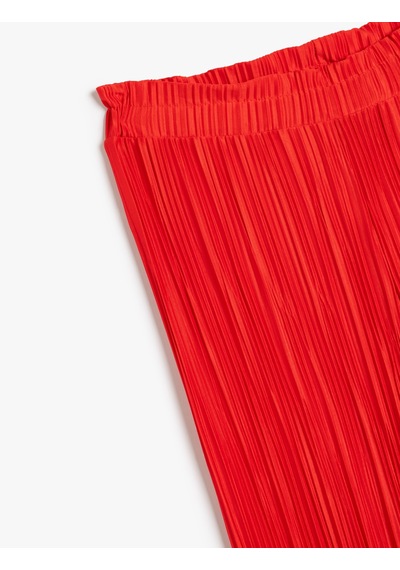 Koton Bol Paça Pantolon Beli Lastikli Dokulu Kırmızı 4skg40016ak Kırmızı