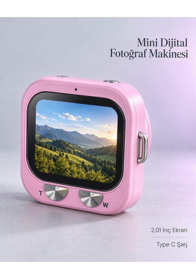 Günlük Ve Seyahat Kullanımı İçin Ekranlı Pembe Mini Dijital Kamera 1