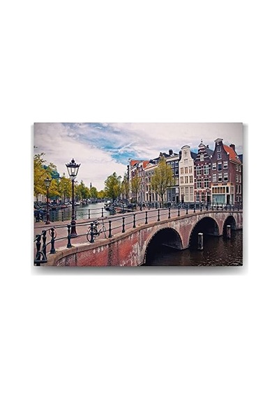 Amsterdam Köprü Kanal Tablosu - 125x80cm 7/8 Yaş