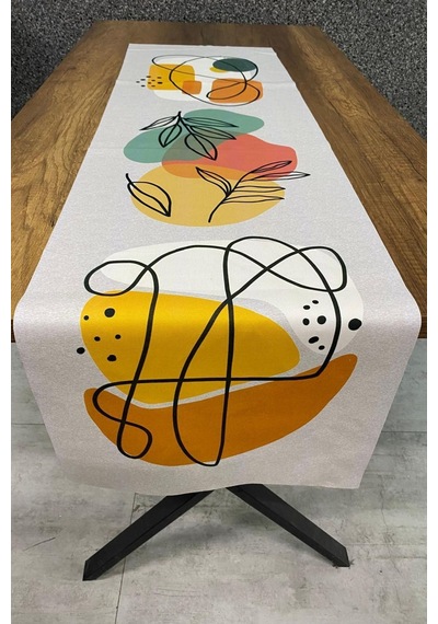 Yaprak Desenli Runner 40x140 Cm Renkli