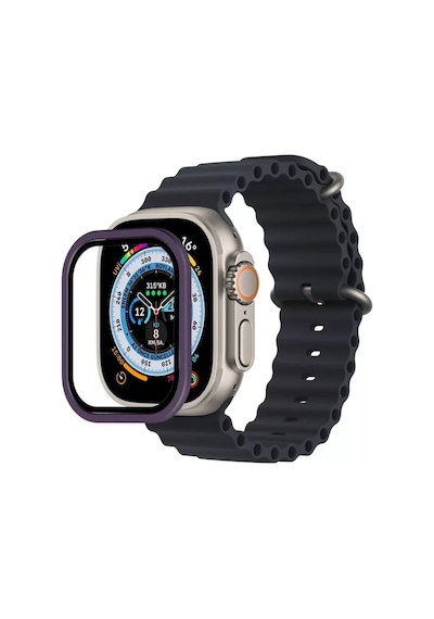Newface Apple Watch Ultra 49mm Alüminyum Kasa Cam Ekran Koruyucu - Mor Diğer