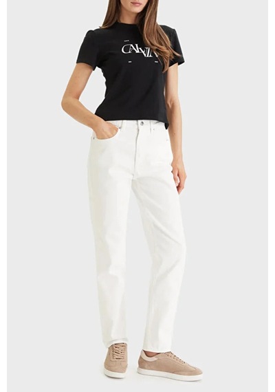 Calvin Klein Mom Jean Chalk Whıte, Asn, Sh, 25 Beyaz Kadın Kot Pantolon