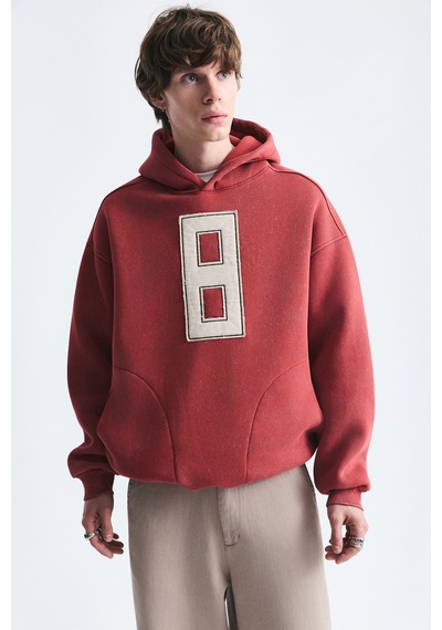 Vamos Numara Baskılı Oversize Sweatshirt Kırmızı