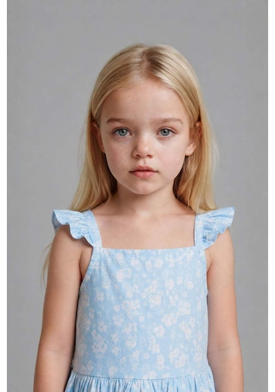 Defacto Askılı Poplin Elbise Kız Bebek H8453a526hsbe400 Mavi-be400