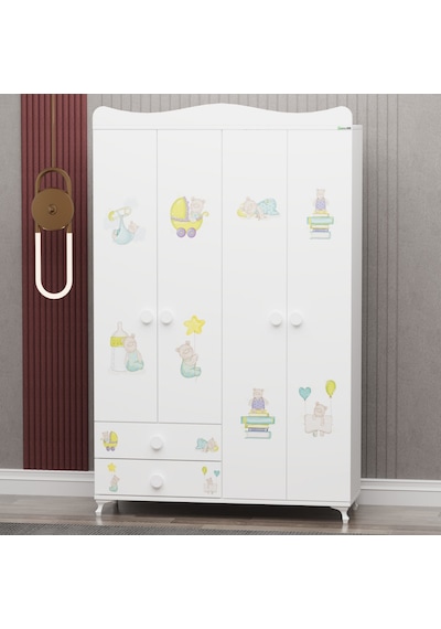 Garaj Home Yıldız 4 Kapaklı 2 Çekmeceli Dolap - Ayıcık