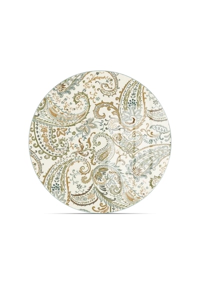 Decovetro Cam Kesme Tahtası Ve Sunumluk Yuvarlak Şal Desenli 30 X 30 Cm Çok Renkli