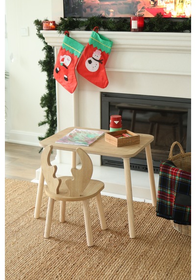 The Deer 1 Masa + 1 Sandalye (Çocuklar için Yaz-Sil Montessori Aktivite ve Etkinlik Masa Sandalye Takımı)