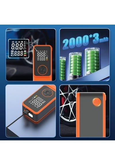 6000mah Şarjlı Mini Led Işıklı Araç Çakmaklık Kablolu Bisiklet, Top, Araç Lastik Şişirme Kompresörü