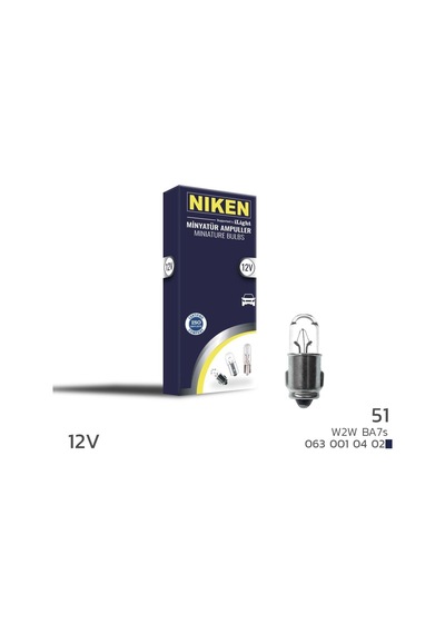 Niken 12v 51 Ampul W2w Ba7s 10 Lu