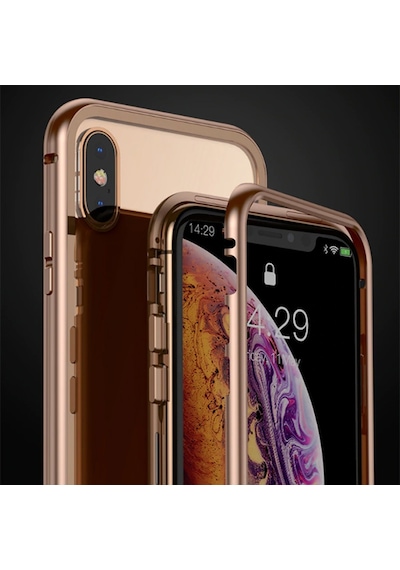 Baseus Apple Uyumlu iPhone Xs Max Arkasi Cam Manyetik Metal Frame Kilif 119550739 - Renk / Gümüs