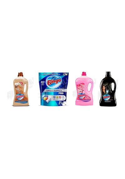 Bingo Ahşap Temizleyici 1lt + Tablet Pro 80'li + Yüzey Tem. Fresh 2.5 Lt + Siyahlar 3 Lt 4'lü Set Diğer