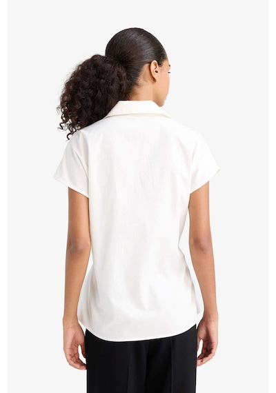 Defacto Fitted Poplin Kısa Kollu Gömlek F7313ax25auer85 Ekru