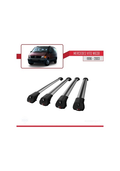 Mercedes Vito W638 1996-2003 Arası İle Uyumlu Ace-1 Ara Atkı Tavan Barı Gri 4 Adet Bar
