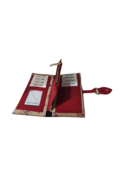 Barsecollection Çiçek Desenli Pudra Çok Bölmeli Kadın Cüzdanı-Altın
