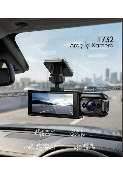 Carboon T732 Full Hd Wifi Araç İçi Kamera Gece Görüşlü Geniş Açılı Lens G-sensör Araç Kayıt Kamerası