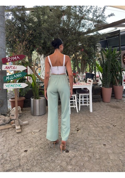 WeShaya Mint Likralı Palazzo Pantolon Mint