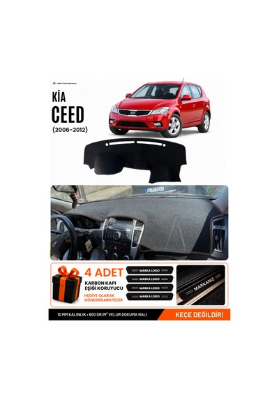 Kia Ceed 2006-2012 Uyumlu Torpido Koruma, Torpido Örtüsü, Torpido Kılıfı - Siyah