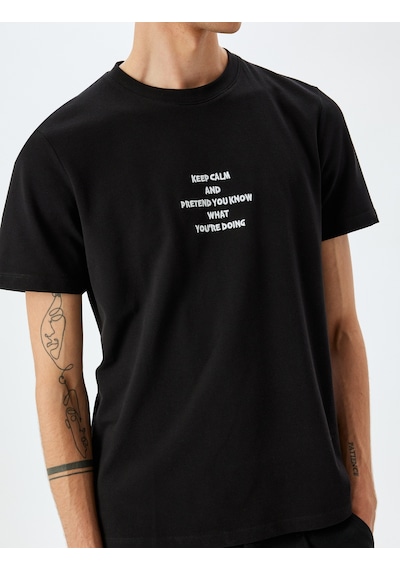 Koton Regular Fit Pamuklu Kısa Kollu Slogan İşlemeli Bisiklet Yaka Tişört Siyah 5sam10145hk Siyah Koton Regular Fit Pamuklu Kısa Kollu Slogan İşlemeli Bisiklet Yaka Tişört Siyah 5sam10145hk Siyah