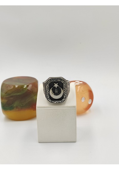 Ay Yıldız Taşsız 925 Ayar 24 Mm 17,60 G. Erkek Yüzüğü Gümüş
