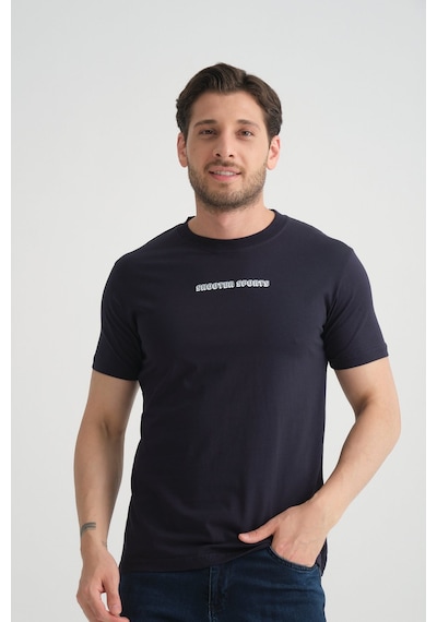 Shooter Sportwear Shooter Erkek Bisiklet Yaka Tişört Premium Pamuklu Yüksek Kalite Regular Fit Lacivert