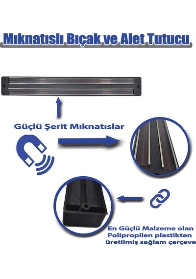Mıknatıslı Bıçak Askısı 55 Cm Bıçak Seti Askılığı Çok Amaçlı Mutfak Eşyası Asma Aparatı Organizer Pa Diğer
