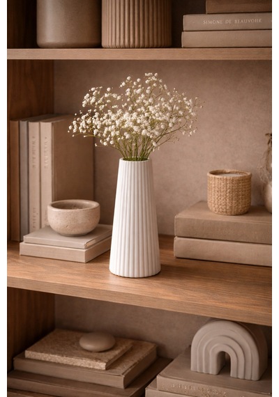 Modern Beyaz Vazo Güne Sade Bir Başlangıç 17.8 7.7 Cm