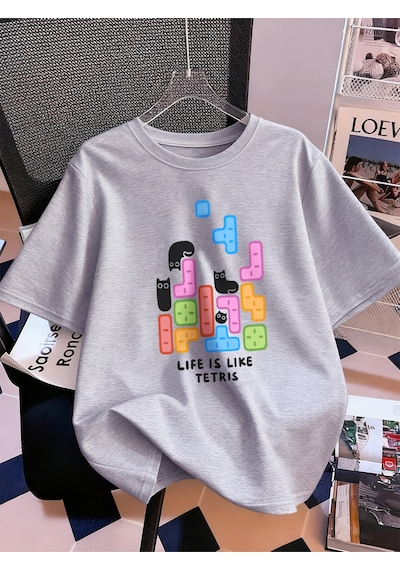 Noıssey Urban Pop Graphic Kadın Tişört Koleksiyonukod 5324 Gri