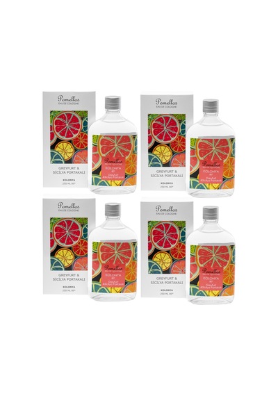 Pomellos 80 Derece Greyfurt & Sicilya Portakalı Kolonya Cam Şişe 250 ML x 4