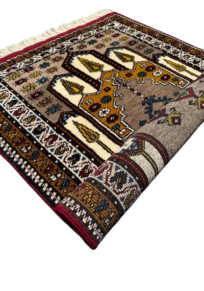 El Dokuma Sıfır Yahyalı Halısı Vizon Seccade 80x115 Yün Namazlık
