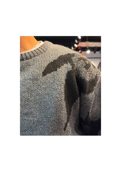 Zaee Desenli Oversize Premium Triko Gri