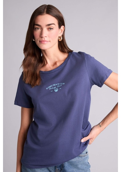 Defacto Baskılı İndigo Kadın T-shirt H1384ax/ın231