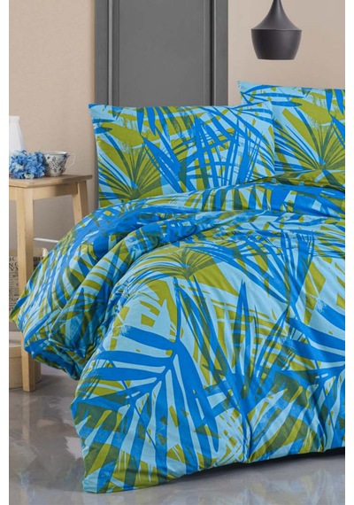 Cotton Collection Ranforce Çift Kişilik Nevresim Takımı Palm Çok Renkli