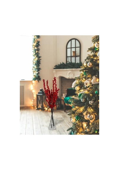 Yapay Çiçek Kokina Uzun Dal 90cm Yılbaşı Çiçeği Red Berry