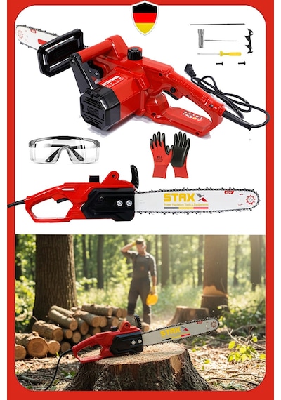 Staxx Ecor400 4000W Elektrikli Testere Hızar Ağaç Odun Kesme Motoru + Ev Tipi 40cm 16IN Palalı Set