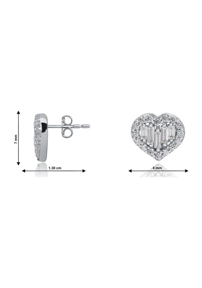 Diamond Line - Gülaylar - Beyaz Altın 8 Ayar Kalp Küpe N11.9219