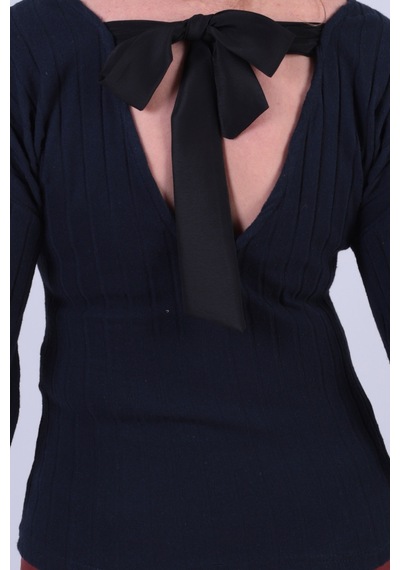 Armonika Kadın Lacivert Ön Arka V Yakalı Sırtı Bağlamalı Bluz Arm-26k001080 Armonika Kadın Lacivert Ön Arka V Yakalı Sırtı Bağlamalı Bluz Arm-26k001080