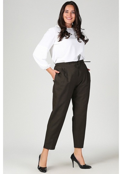 Gül Moda Siyah Beli Lastikli Havuç Pantolon 56322415316
