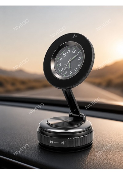 Nvg Saat Tasarımlı Katlanabilir Manyetik Torpido Üstü Telefon Tutucu 360 Dönebilen Araç İçi Telefon Standı Siyah