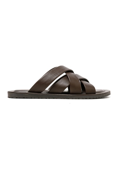 Brown Terlik Erkek M7727 The Sandals Factory Leather Upper Sandals Brown Kahverengi