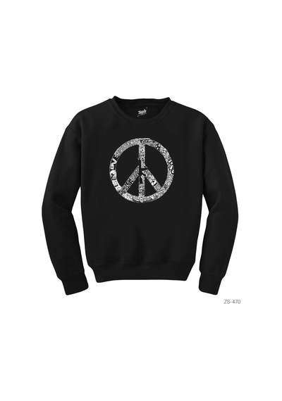 Music Love Peace Siyah Sweatshirt
