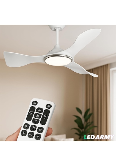 Cata Ct-3000 Modern Tavan Vantilatörü Beyaz Led Işıklı Ve Uzaktan Kumandalı Led Sessiz Motor Şık Tasarım 3 Renk