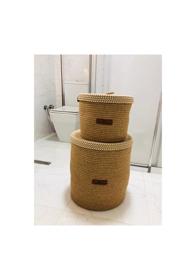 Jüt,hasır,2 Li,banyo Sepet Takımı,bohem Tarzı Banyo Takımı,iskandinav Tarzı/sepet/40x35 Hasırkrem Hasırkrem