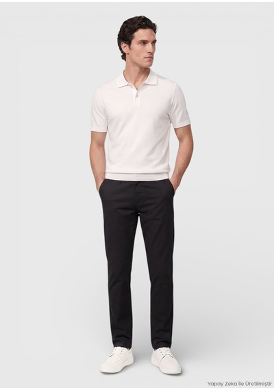 Ramsey Siyah Dokuma Regular Fit Casual Pamuk Karışımlı Pantolon siyah