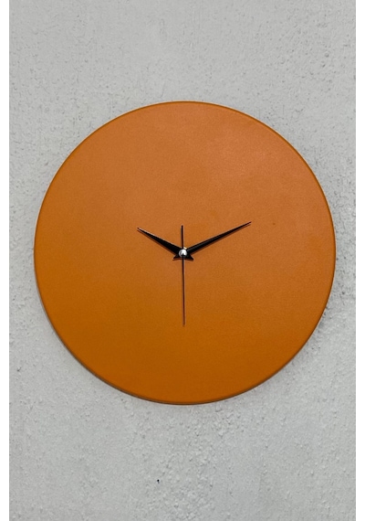 Round Mandalin Model Modern Metal Sıvama Akar Sessiz Mekanizmalı Duvar Saati 30 30cm Turuncu