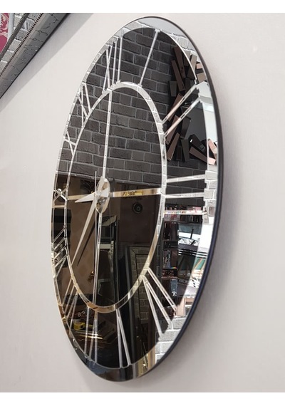 Ayna Denizi Silver Black Model Gümüş Siyah Renk 50 CM Dekoratif Aynalı Duvar Saati Gümüş - Siyah