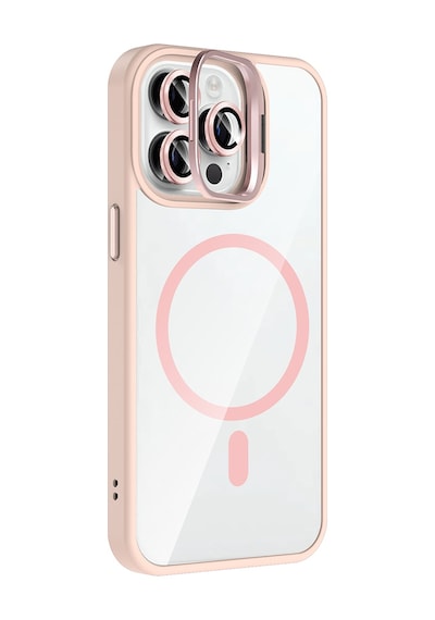 Apple iPhone Uyumlu 14 Pro Max Kılıf Kamera Standlı Magsafe Destekli Şeffaf Arka Yüz Silikon Pazarplus Lacivert